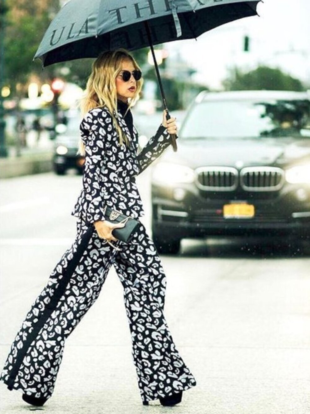Rachel Zoe Black Metallic Silver Animal Print Snow Leopard Tux Pants NWT New 4